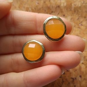 Orange and Gold Costume Stud Earrings